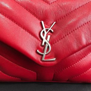 YSL 467072 Saint Laurent Loulou Toy Bag In Matelassé "Y" Leather Red - luxibagsmall