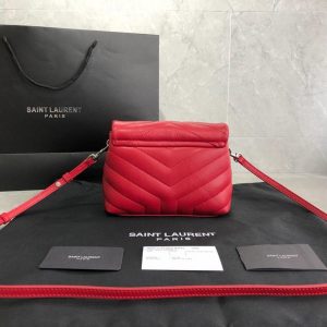 YSL 467072 Saint Laurent Loulou Toy Bag In Matelassé "Y" Leather Red - luxibagsmall