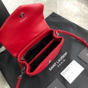 YSL 467072 Saint Laurent Loulou Toy Bag In Matelassé "Y" Leather Red - luxibagsmall