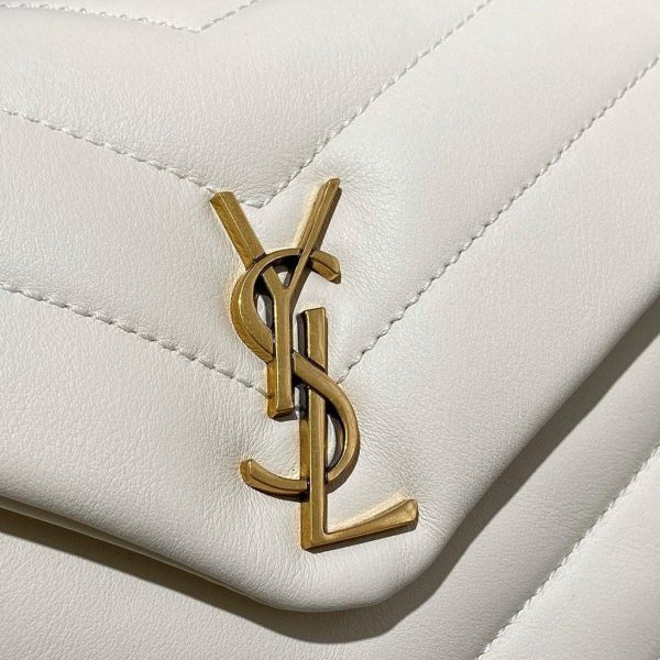 YSL 467072 Saint Laurent Loulou Toy Bag In Matelassé "Y" Leather White - luxibagsmall