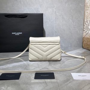 YSL 467072 Saint Laurent Loulou Toy Bag In Matelassé "Y" Leather White - luxibagsmall