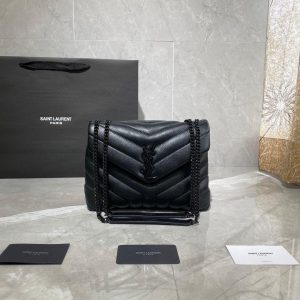 YSL 494699 Saint Laurent Loulou Small Bag Black - luxibagsmall