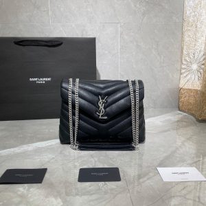 YSL 494699 Saint Laurent Loulou Small Bag Black - luxibagsmall