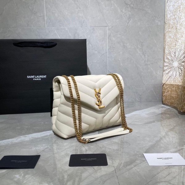 YSL 494699 Saint Laurent Loulou Small Bag White - luxibagsmall