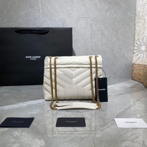 YSL 494699 Saint Laurent Loulou Small Bag White - luxibagsmall