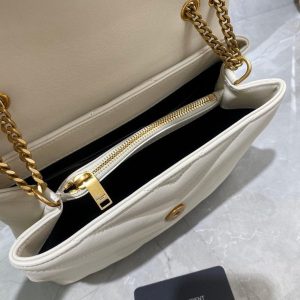 YSL 494699 Saint Laurent Loulou Small Bag White - luxibagsmall