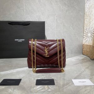 YSL 494699 Saint Laurent Loulou Small Bag Wine Red - luxibagsmall