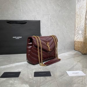 YSL 494699 Saint Laurent Loulou Small Bag Wine Red - luxibagsmall