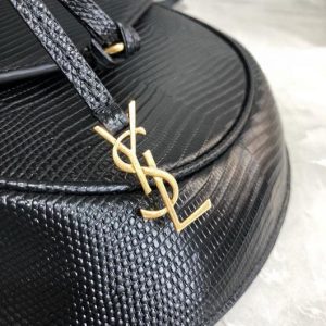 YSL 551559 Yves Saint Laurent Datcha Lizard-Effect Leather Bag Black - luxibagsmall