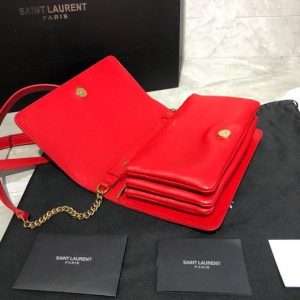 YSL 568906 Yves Saint Laurent Crossbody Chain Bag Red - luxibagsmall