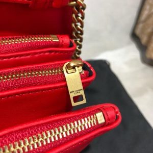 YSL 568906 Yves Saint Laurent Crossbody Chain Bag Red - luxibagsmall