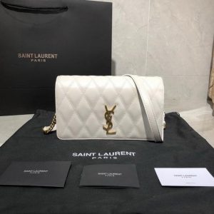 YSL 568906 Yves Saint Laurent Crossbody Chain Bag White - luxibagsmall