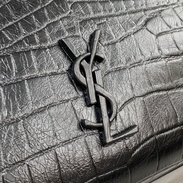 YSL 577999 Saint Laurent Niki Medium Shopping Bag In Crocodile Leather Black - luxibagsmall