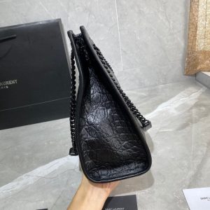 YSL 577999 Saint Laurent Niki Medium Shopping Bag In Crocodile Leather Black - luxibagsmall