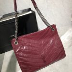 YSL 577999 Yves Saint Laurent Niki Medium Shoulder Tote Bag Wine Red - luxibagsmall