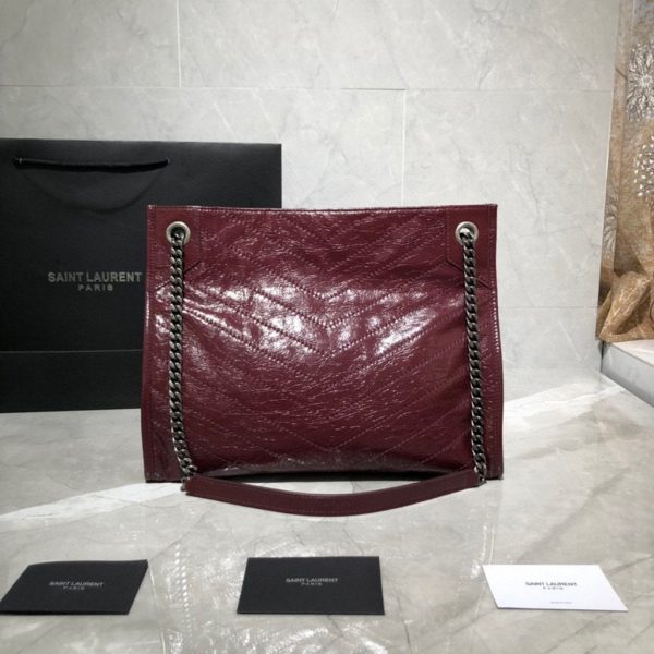 YSL 577999 Yves Saint Laurent Niki Medium Shoulder Tote Bag Wine Red - luxibagsmall