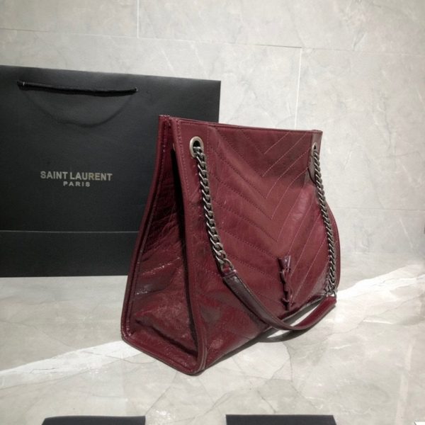 YSL 577999 Yves Saint Laurent Niki Medium Shoulder Tote Bag Wine Red - luxibagsmall