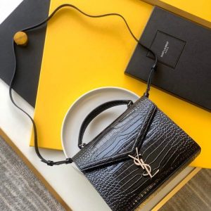 xubag.ru-ysl-578000-crocodile-embossed-shiny-leather-bag-black-silver-buckle-1