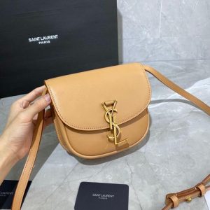 YSL 619740 Yves Saint Laurent Kaia Small Satchel in Smooth Leather Apricot - luxibagsmall