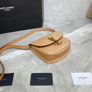 YSL 619740 Yves Saint Laurent Kaia Small Satchel in Smooth Leather Apricot - luxibagsmall