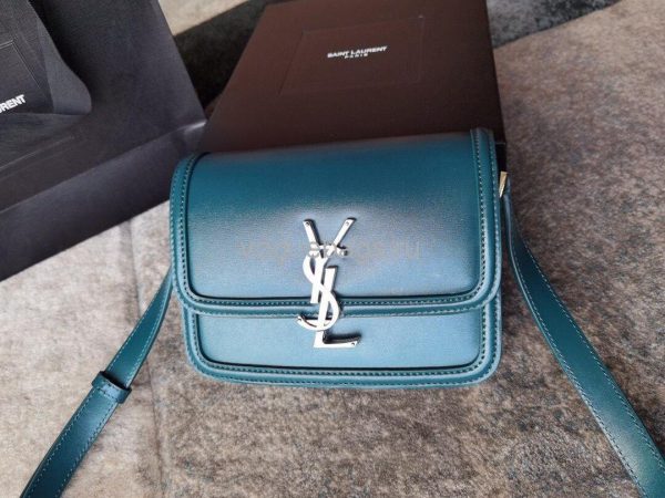 YSL 634306 Yves Saint Laurent Solferino Box small Shoulder Handbag Navy blue - luxibagsmall