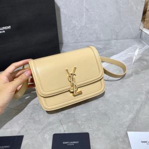 YSL 634306 Yves Saint Laurent Solferino Box Small Shoulder Handbag Apricot - luxibagsmall