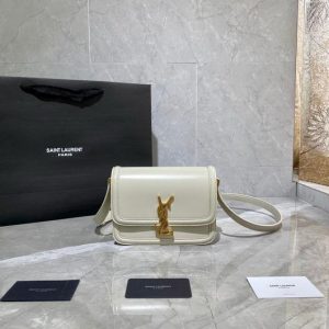 YSL 634306 Yves Saint Laurent Solferino Box Small Shoulder Handbag White - luxibagsmall