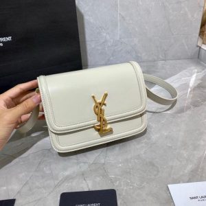 YSL 634306 Yves Saint Laurent Solferino Box Small Shoulder Handbag White - luxibagsmall