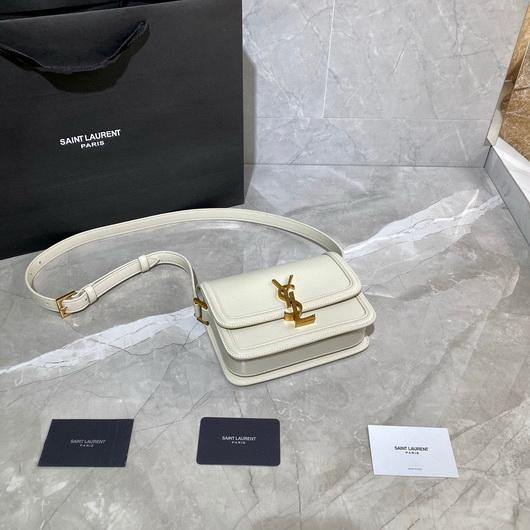 YSL 634306 Yves Saint Laurent Solferino Box Small Shoulder Handbag White - luxibagsmall