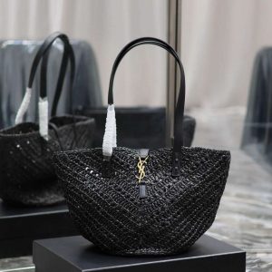 xubag.ru-ysl-751240-panier-small-in-raffia-and-vegetable-tanned-leather-black-1