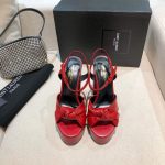 YSL Bianca Sandals In Smooth Leather Red 30131 - luxibagsmall