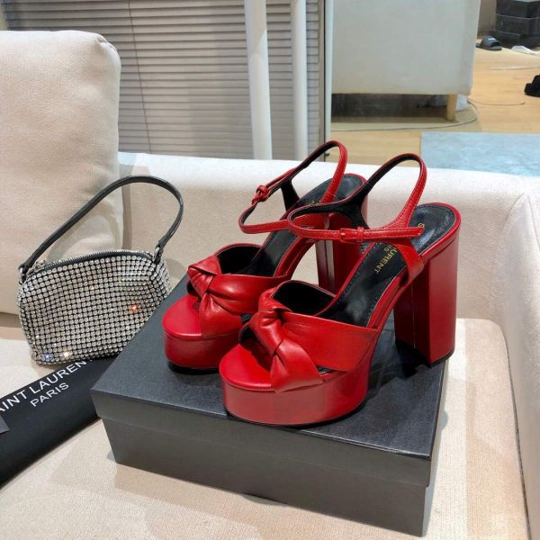 YSL Bianca Sandals In Smooth Leather Red 30131 - luxibagsmall