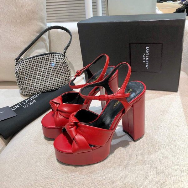 YSL Bianca Sandals In Smooth Leather Red 30131 - luxibagsmall