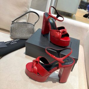 YSL Bianca Sandals In Smooth Leather Red 30131 - luxibagsmall