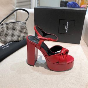 YSL Bianca Sandals In Smooth Leather Red 30131 - luxibagsmall