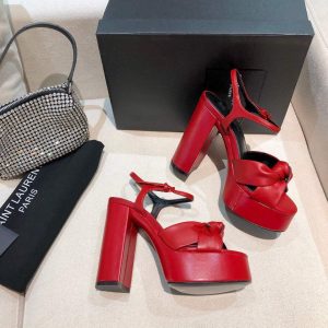 YSL Bianca Sandals In Smooth Leather Red 30131 - luxibagsmall