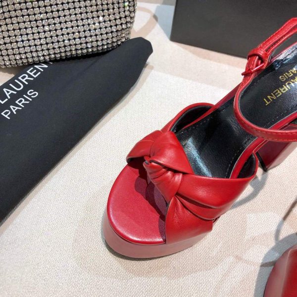 YSL Bianca Sandals In Smooth Leather Red 30131 - luxibagsmall