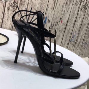 YSL Cassandra Sandals Leather With Monogram Black 30126 - luxibagsmall