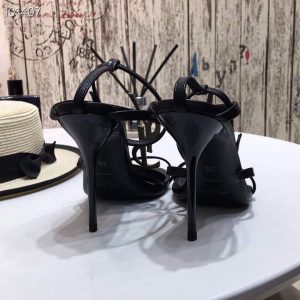 YSL Cassandra Sandals Leather With Monogram Black 30126 - luxibagsmall