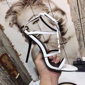 YSL Cassandra Sandals Leather With Monogram White 30127 - luxibagsmall