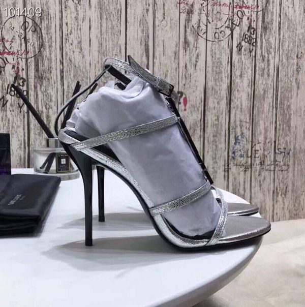 YSL Cassandra Sandals Leather With Monogram Silver 30128 - luxibagsmall