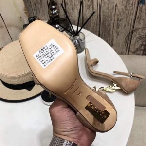 YSL Cassandra Sandals Leather With Monogram Apricot 30133 - luxibagsmall