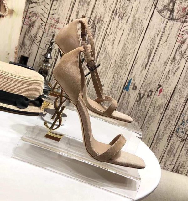 YSL Cassandra Sandals Leather With Monogram Apricot 30133 - luxibagsmall