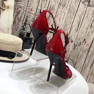 YSL Cassandra Sandals In Patent Leather With Monogram Red 30123 - luxibagsmall