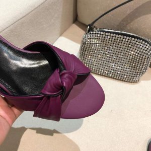 Yves Saint Laurent Bianca Flat Mules In Smooth Leather Purple 30151 - luxibagsmall