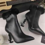 Yves Saint Laurent Opyum Ankle Boots Leather 5637530 Black with Mink fur - luxibagsmall