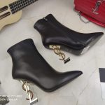 Yves Saint Laurent Opyum Ankle Boots Leather 5637530 Black with Silver and Gold Heel - luxibagsmall