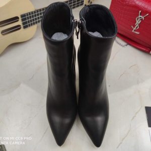 Yves Saint Laurent Opyum Ankle Boots Leather 5637530 Black with Silver and Gold Heel - luxibagsmall