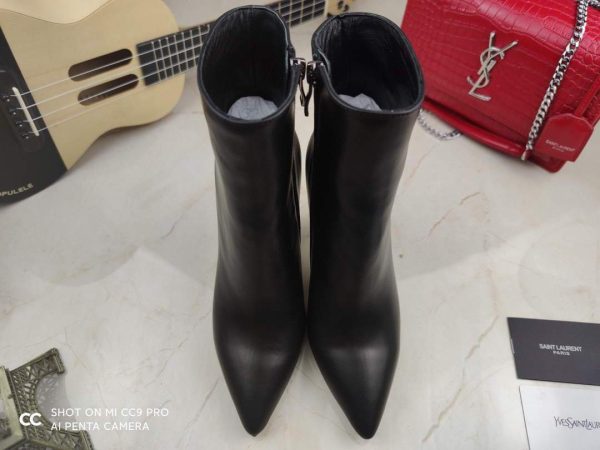 Yves Saint Laurent Opyum Ankle Boots Leather 5637530 Black with Silver and Gold Heel - luxibagsmall