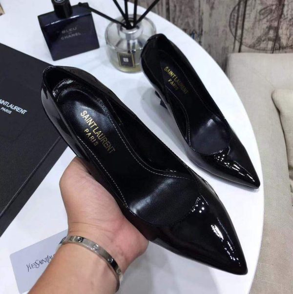 Yves Saint Laurent Opyum Pumps Leather Black heel 30139 - luxibagsmall